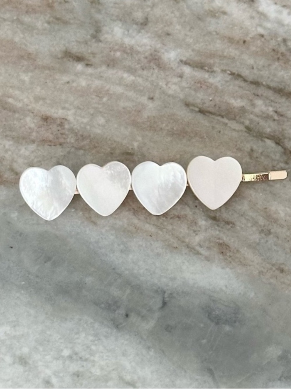 BaubleBar Heart Shaped White Mother of Pearl Look Hair Barrette